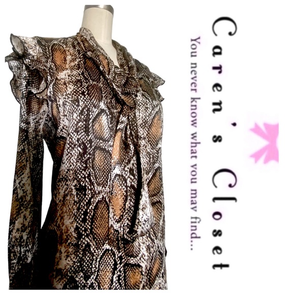 Zara Snake Print Blouse - Brown and Black - Picture 5 of 9